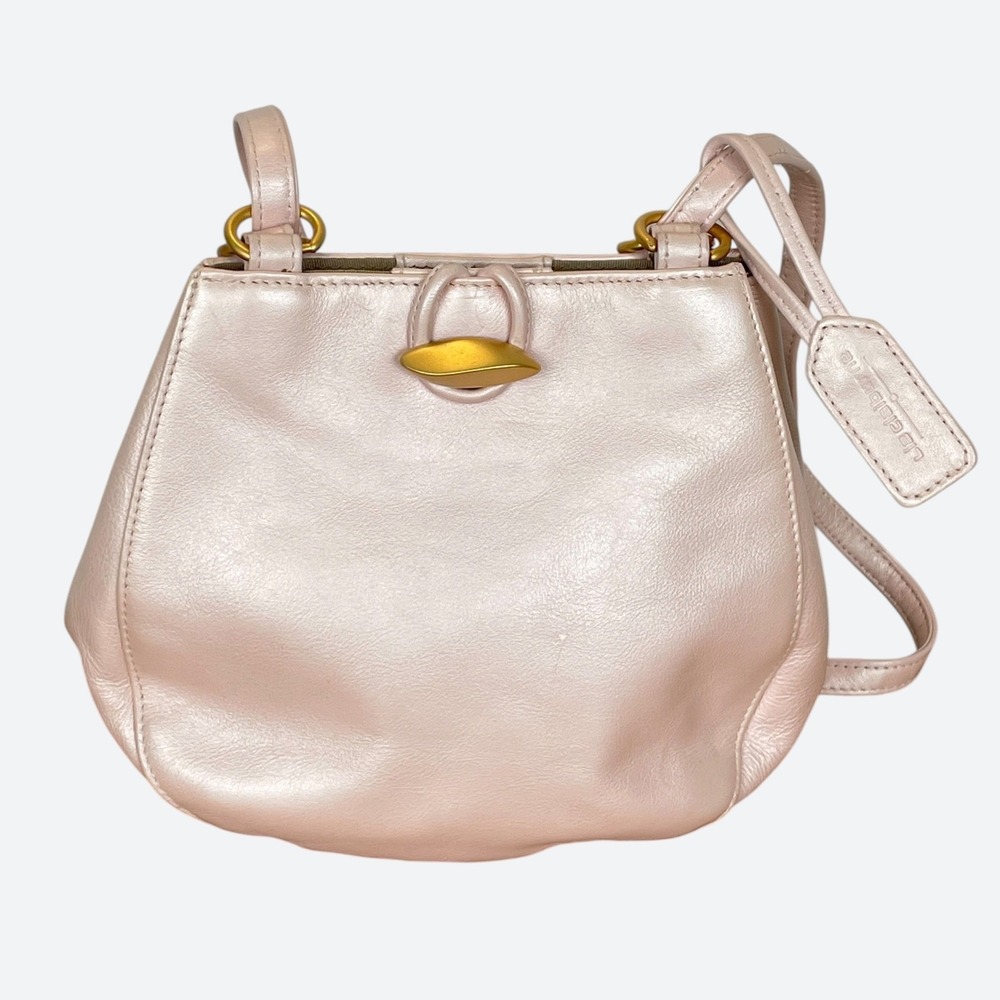 VTG Liz Claiborne Pearlescent Pink Leather Shoulder Crossbody Bag Ladylike 90s